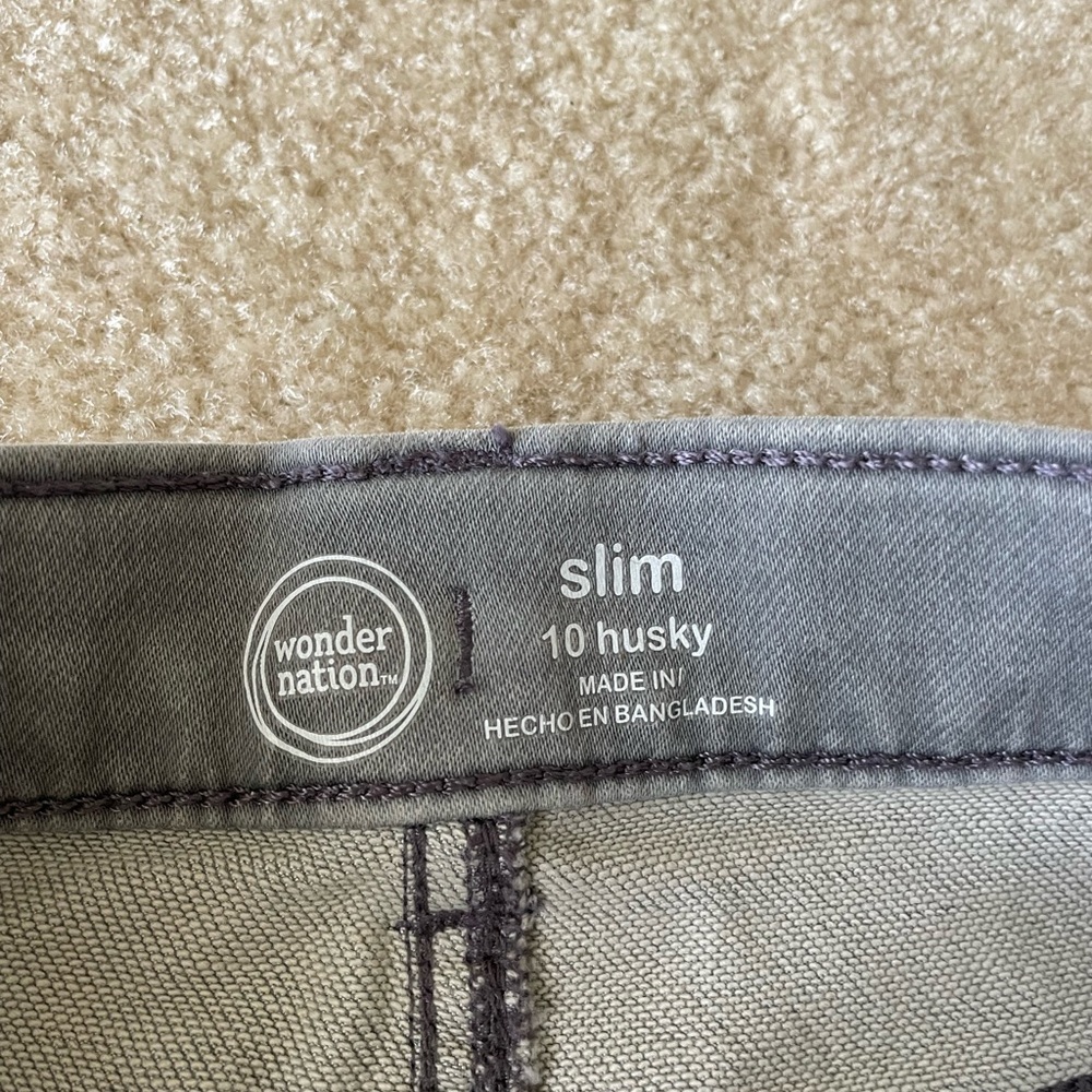 Wonder Nation Boys Slim Husky Jeans. Boys size 10 gray. Very soft.‎ - Picture 9 of 10